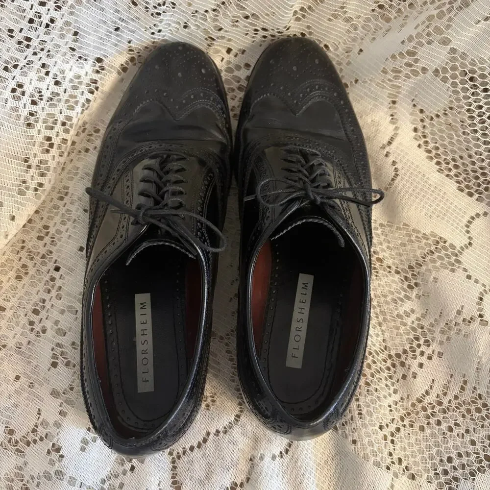Florsheim Lexington Men's US 9 D Black Oxford Wingtip Shoes